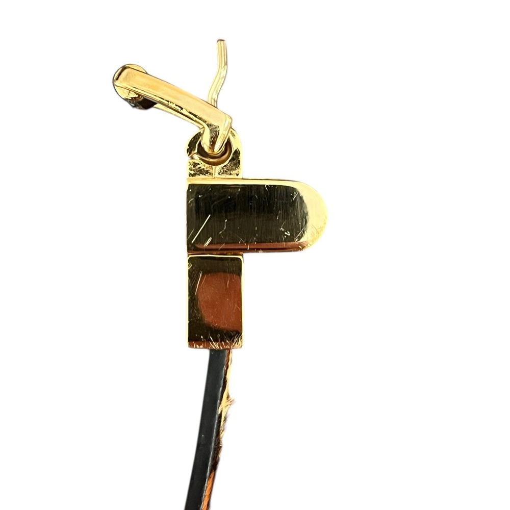 Michael Kors Leopard Skinny Belt in Calf Hair Gold Tone Buckle Size 39.5” - Picture 5 of 9